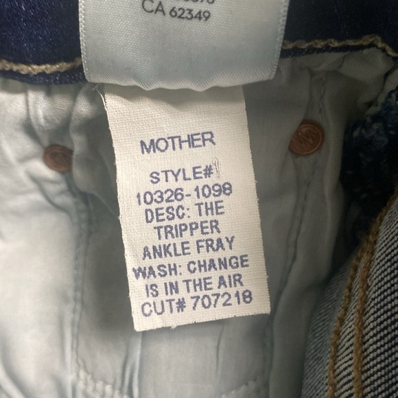 NWOT MOTHER JEANS THE TRIPPER ANKLE FRAY IN CHANGE IS IN THE AIR HI RISE ANKLE - Picture 16 of 16